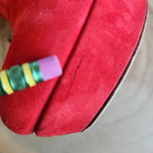 Charles David Lula Fringe Trim Suede Bootie Red Ankle Boot High Heels Size 7 - Picture 13 of 16